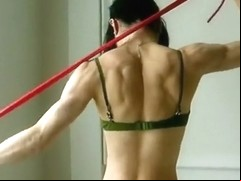 Skinny Japanese Girl Flexing